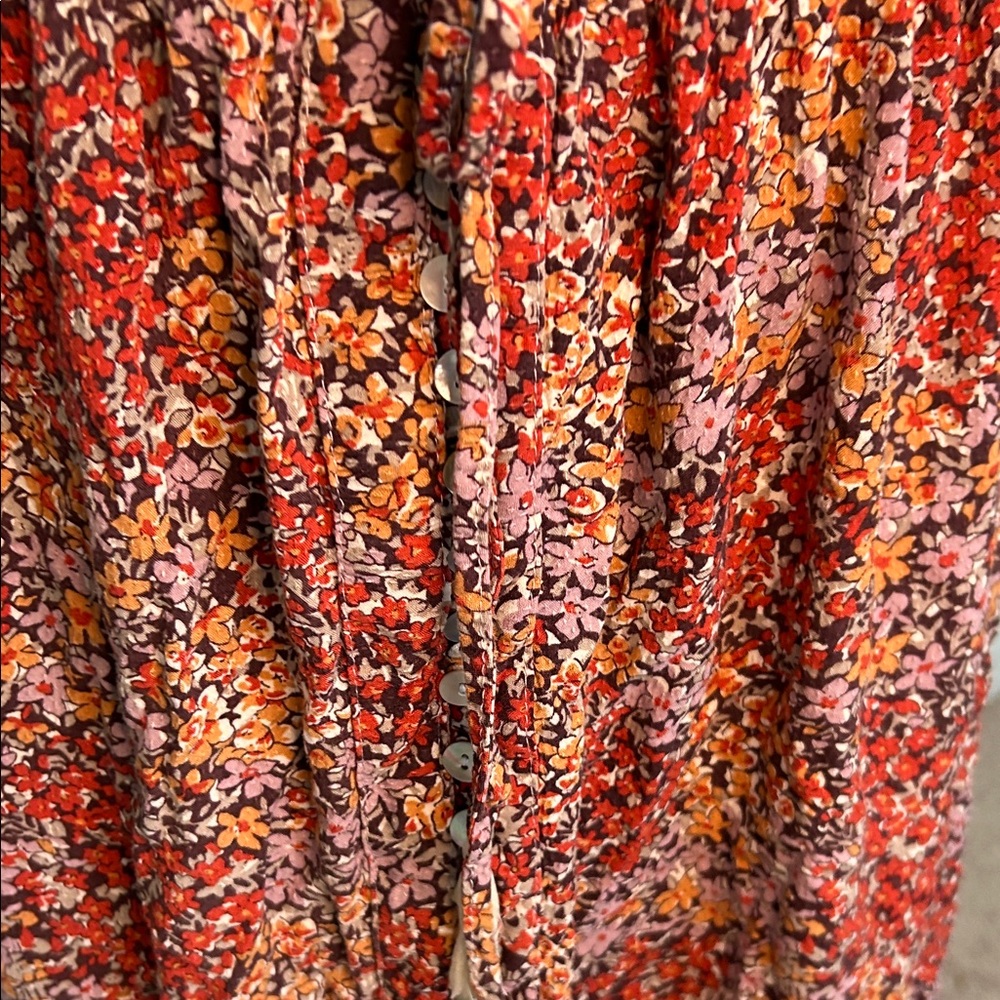 Cynthia Rowley BOHO hi-low Floral Red Maxi Skirt size Small - Picture 3 of 11